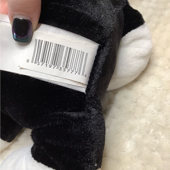 Loblaws Black and White Plush Puppy Dog with Red Heart Ribbon Stuffed Animal Toy - Picture 13 of 14